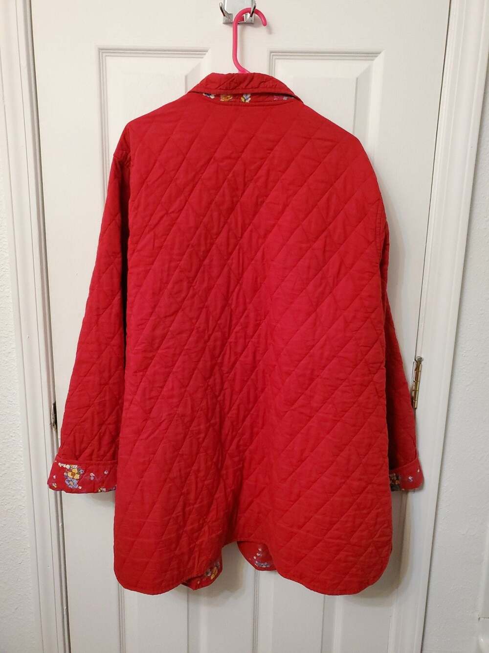 Blair Red Quilted Floral Lined Jacket Coat Women's Size 3XL - Picture 6 of 6